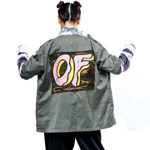Vintage military shirt with Odd Future patch, extended sleeves and custom lining